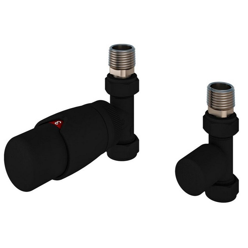 Eastbrook Darlington Matt Black Thermostatic Radiator Valves Straight
