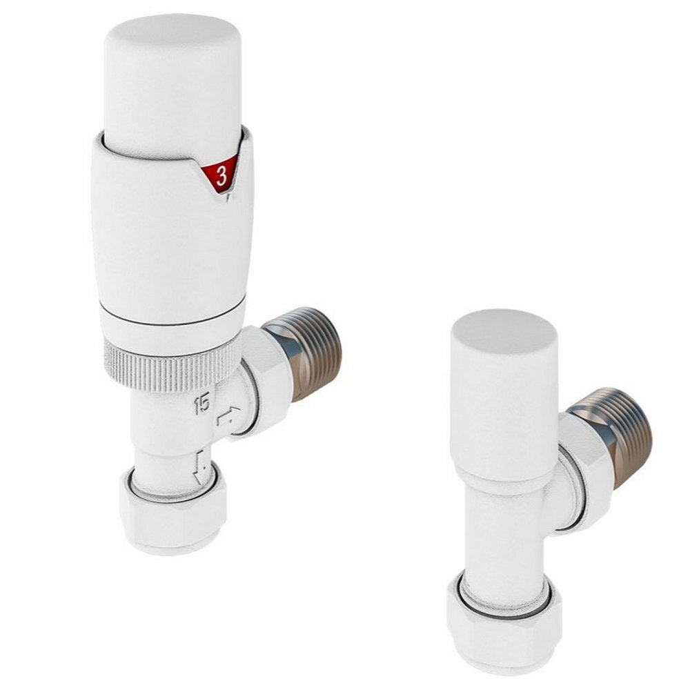 Eastbrook Darlington Matt White Thermostatic Radiator Valves Angled