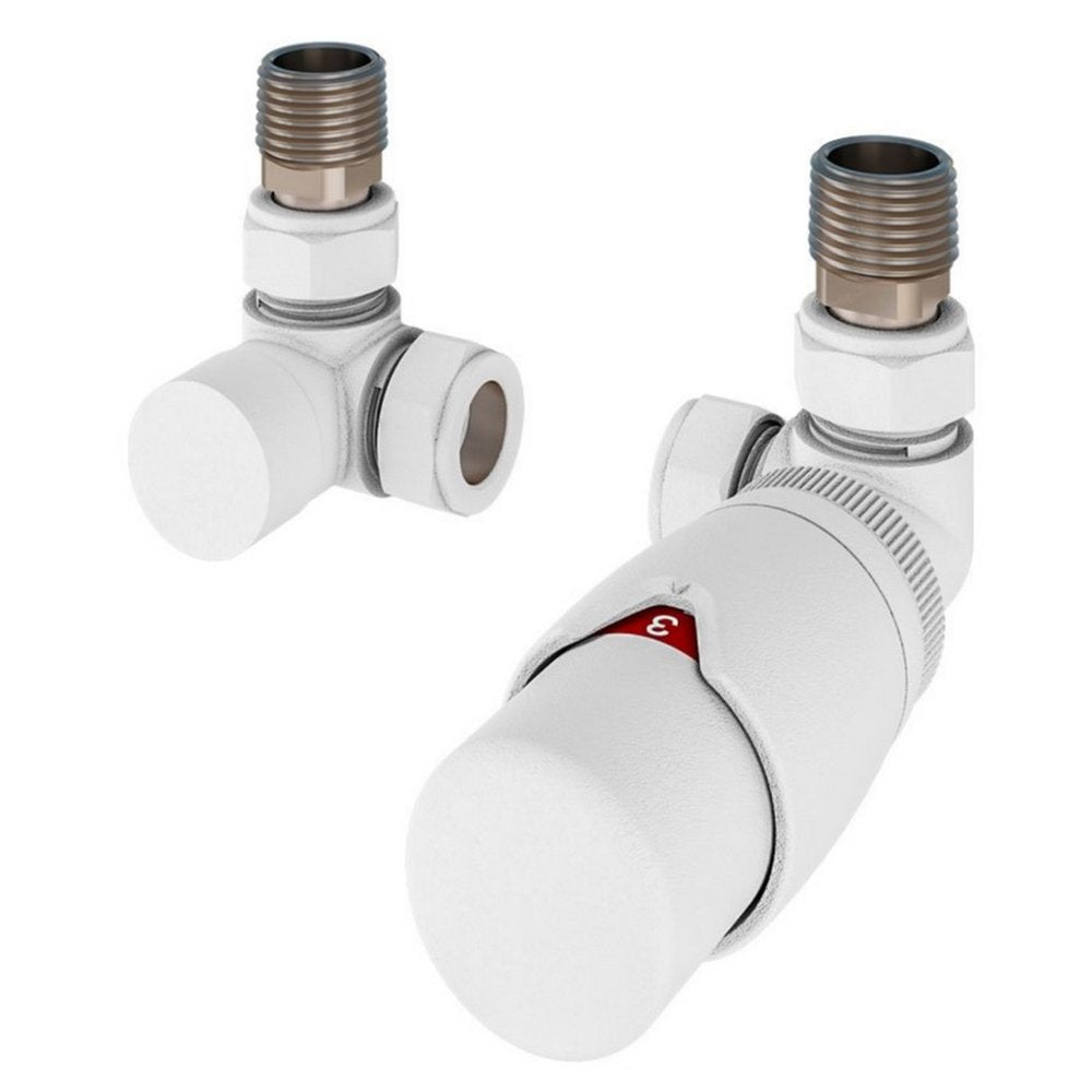 Eastbrook Darlington Matt White Thermostatic Radiator Valves Corner
