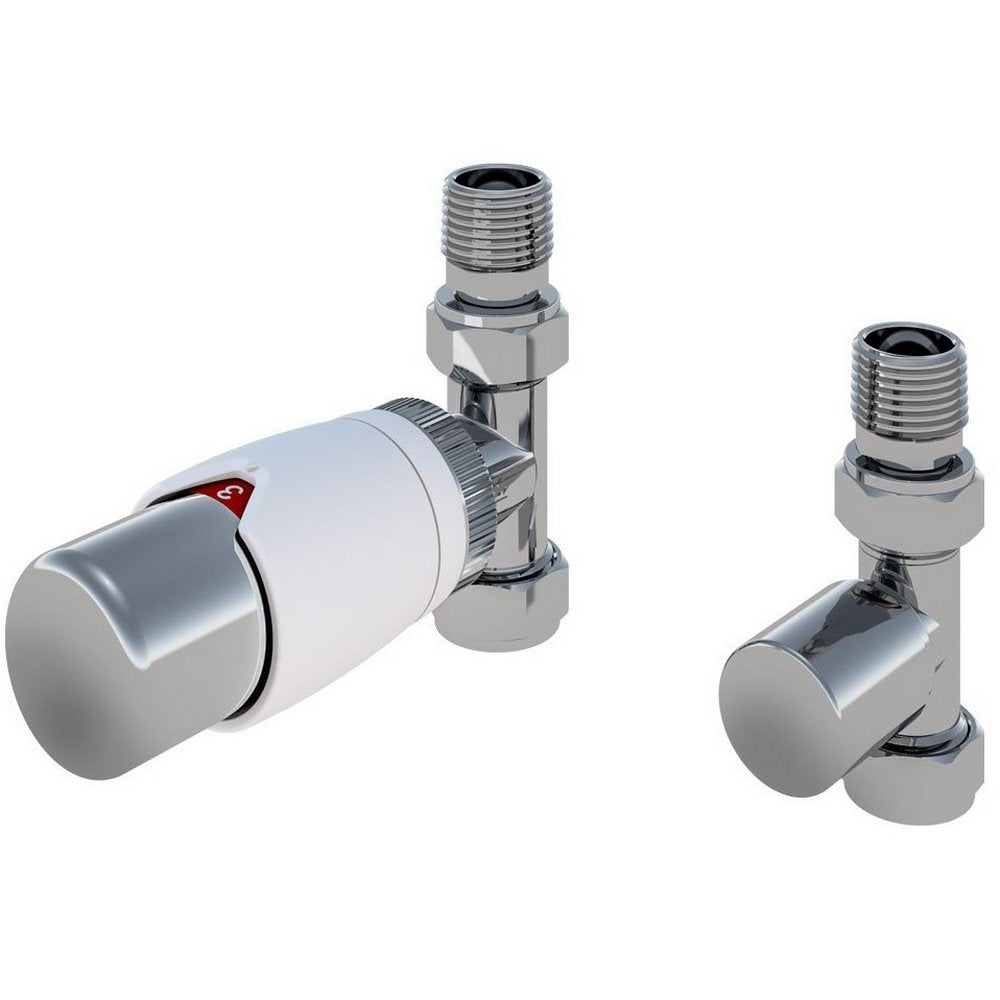 Eastbrook Darlington White and Chrome Thermostatic Radiator Valves Straight