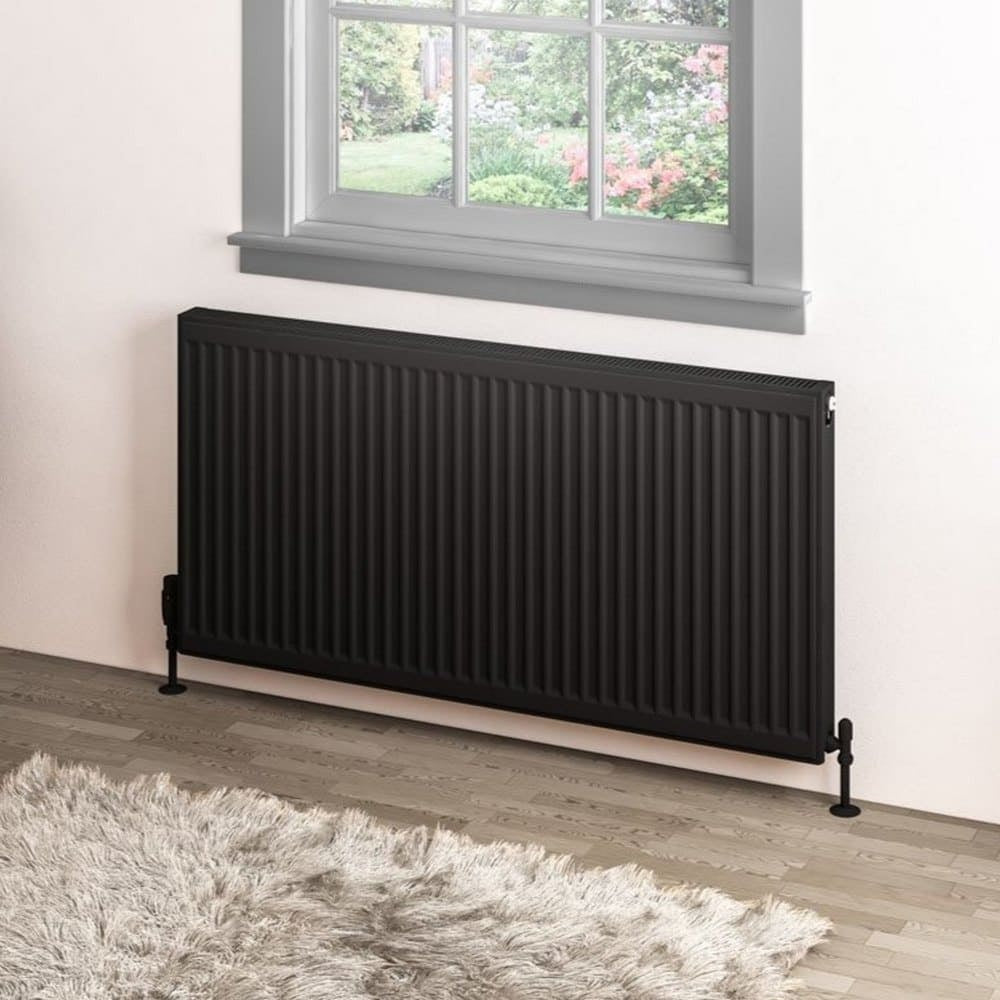 Eastbrook Type 11 600mm High Matt Black Compact Panel Radiator 1200mm