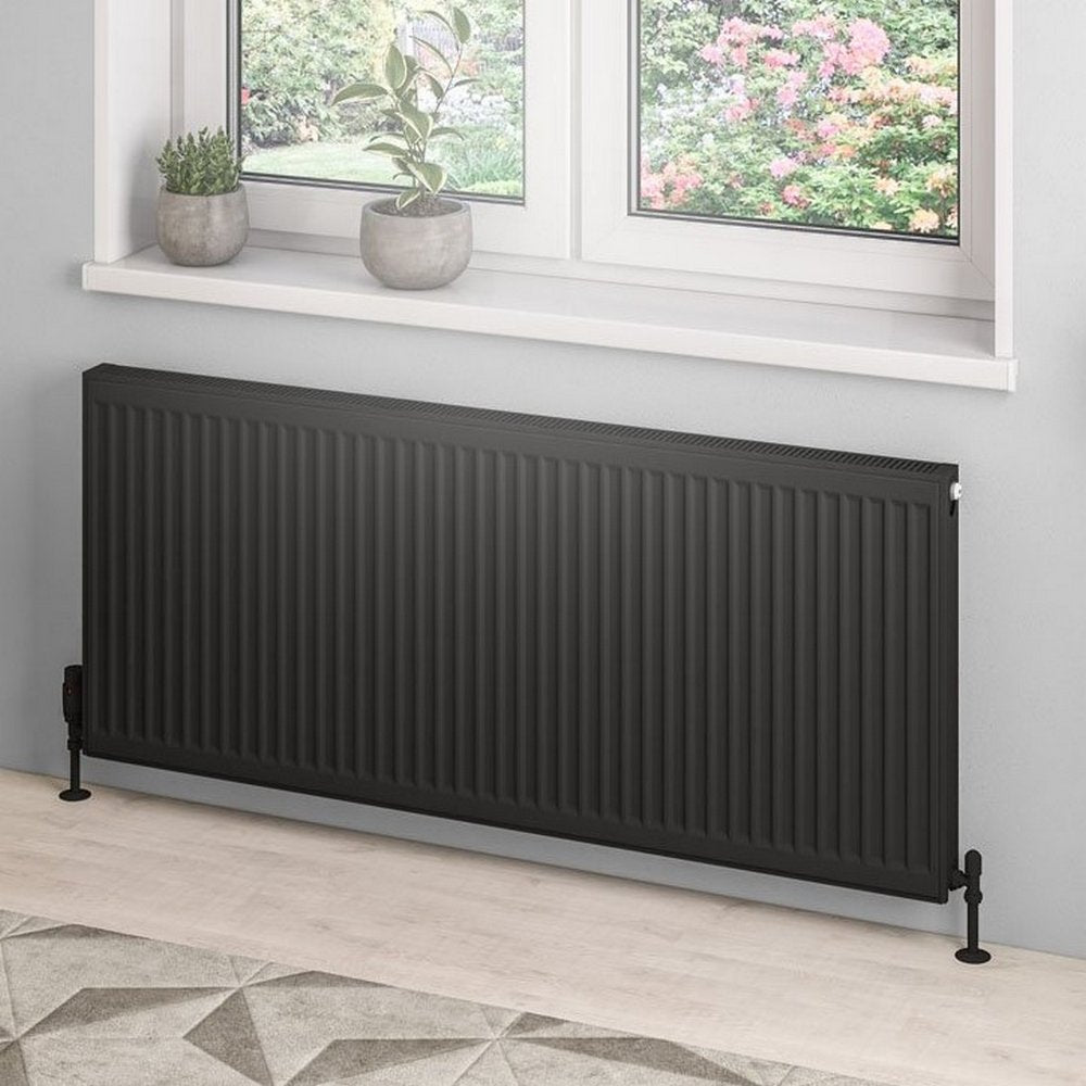 Eastbrook Type 21 600mm High Matt Black Compact Panel Radiator 1400mm