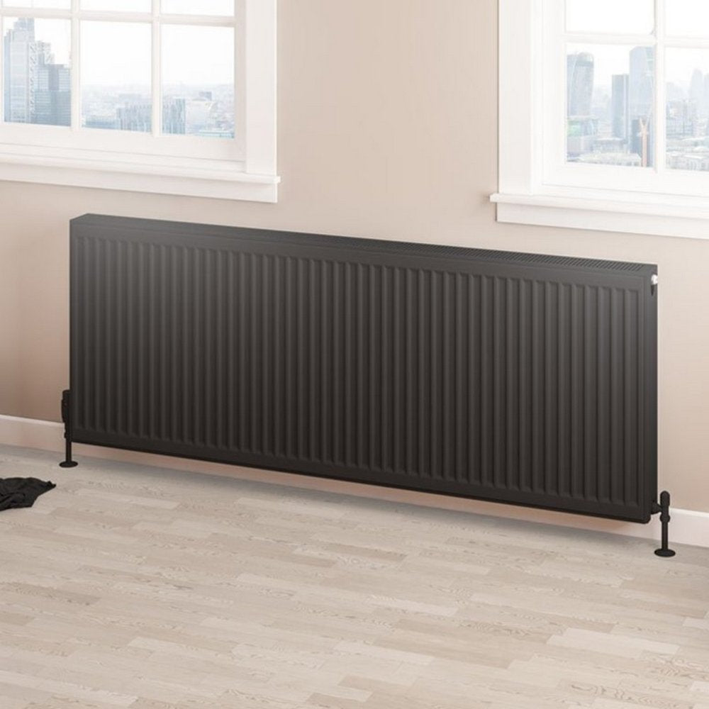 Eastbrook Type 22 600mm High Matt Black Compact Panel Radiator 1600mm
