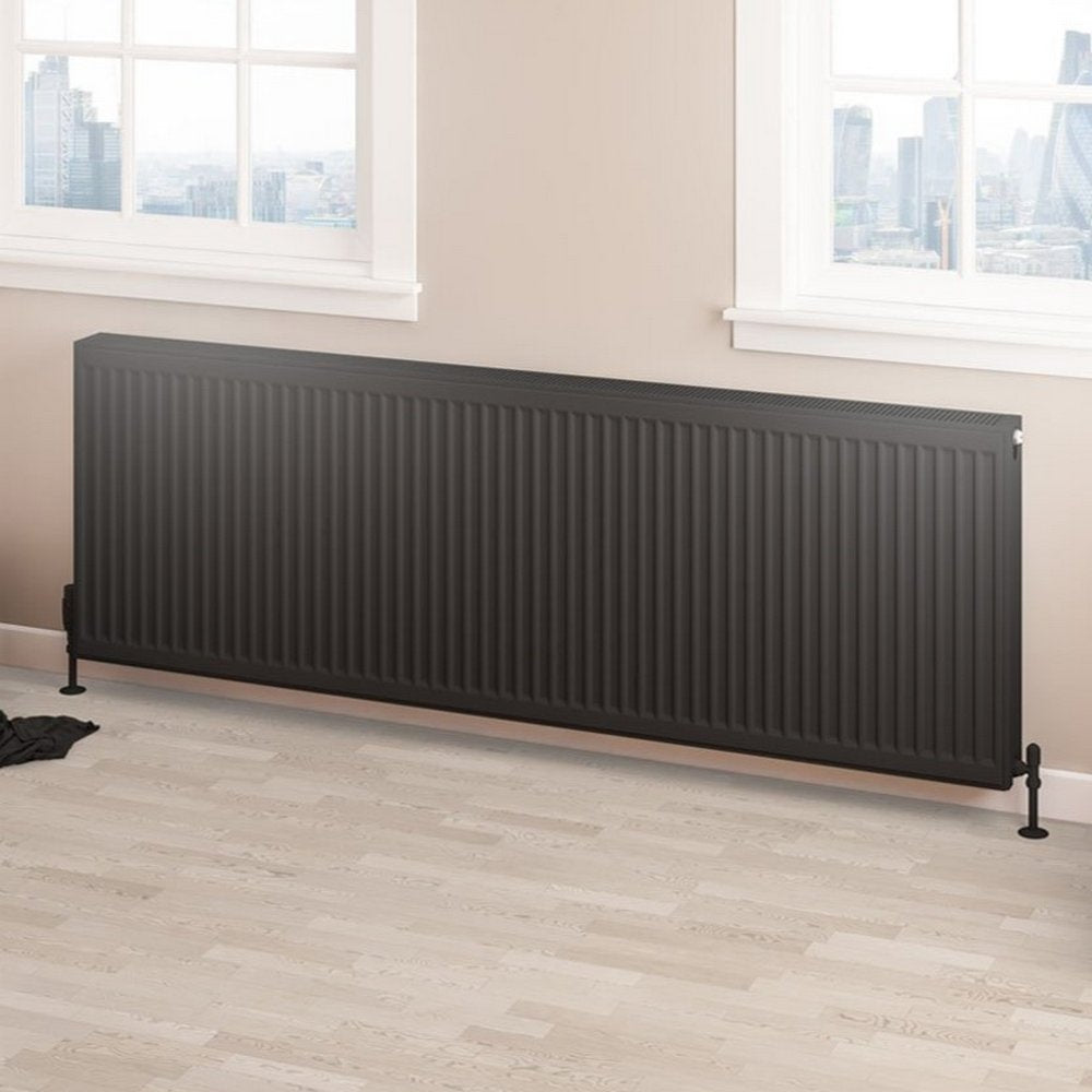 Eastbrook Type 22 600mm High Matt Black Compact Panel Radiator 1800mm