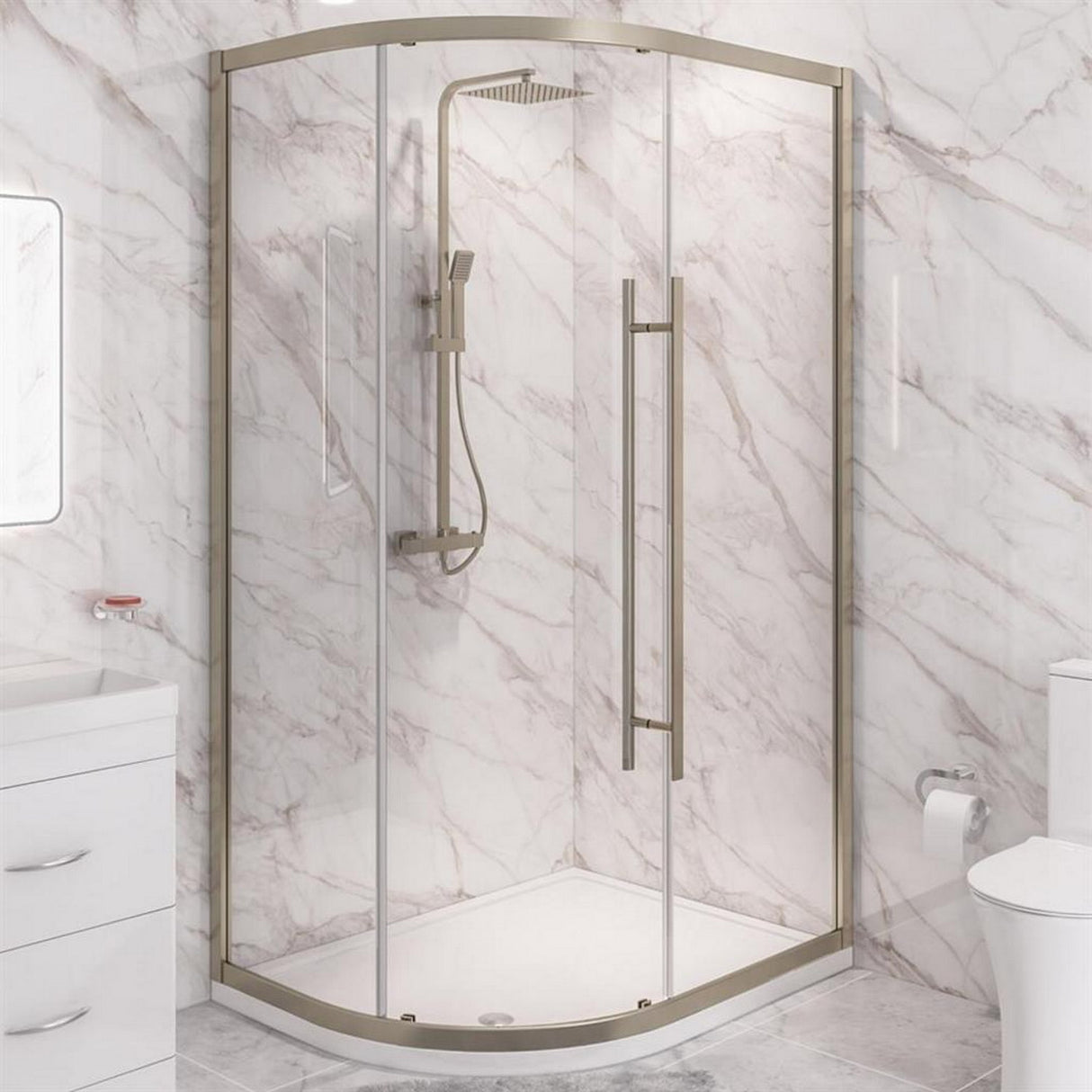 Eastbrook Vantage 2000 Brushed Brass Offset Quadrant Shower Enclosure