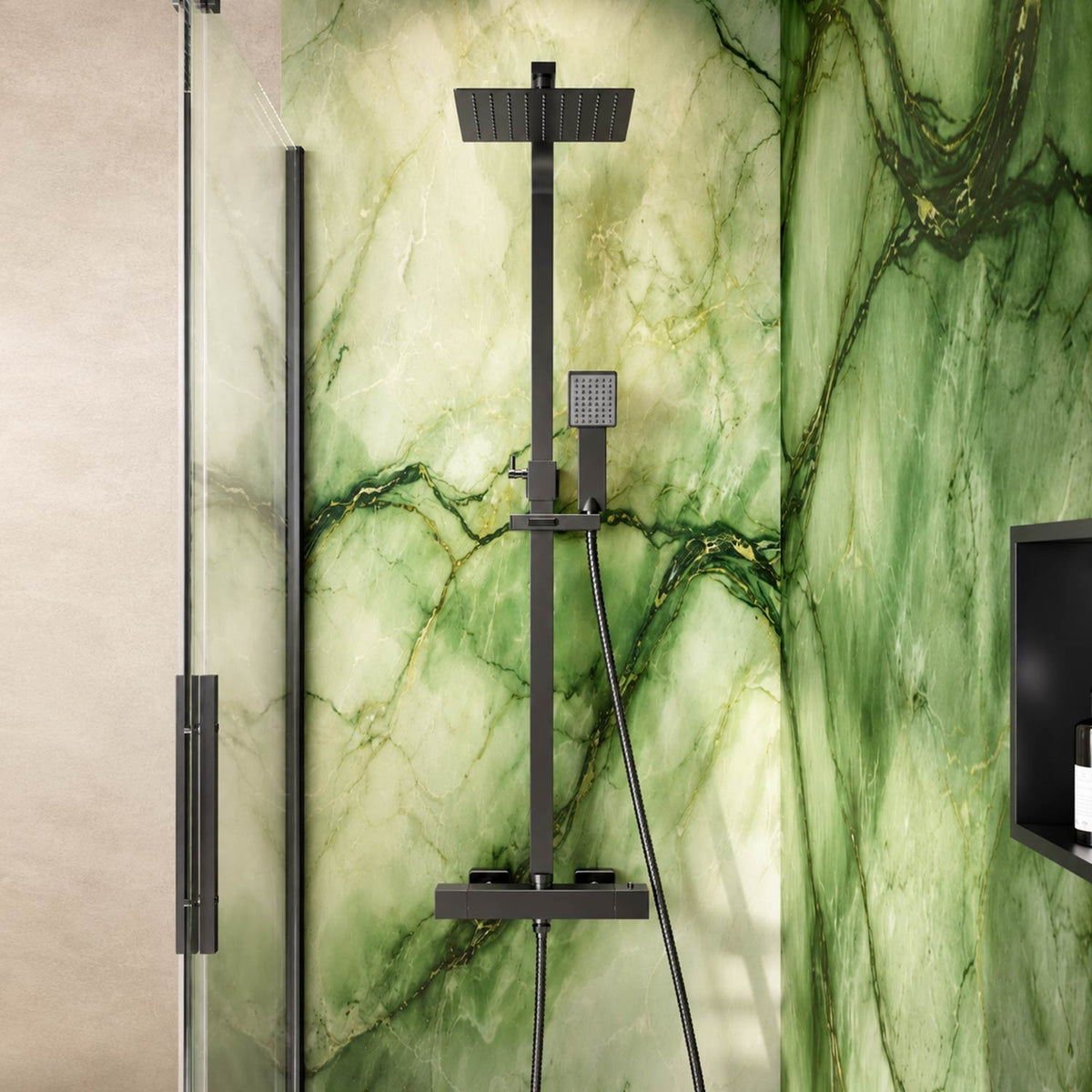 Elliot Square Rigid Riser Shower in Gunmetal 4