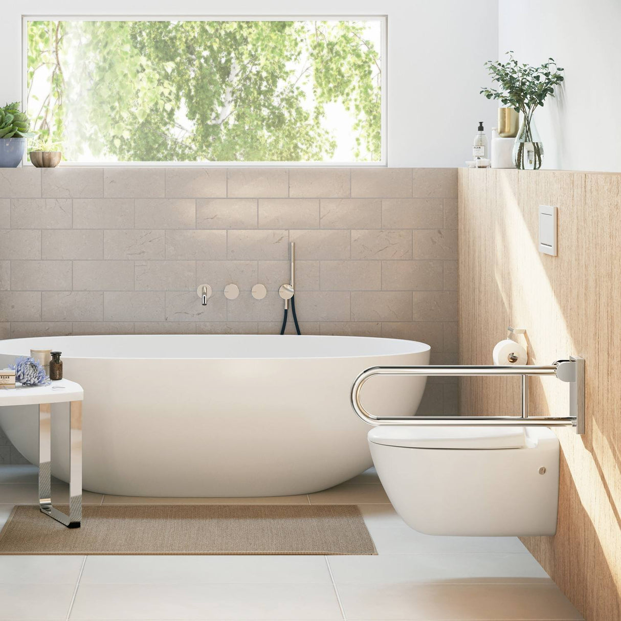 FK840 Smedbo Living Basic Foldable Chrome Grab Bar Lifestyle