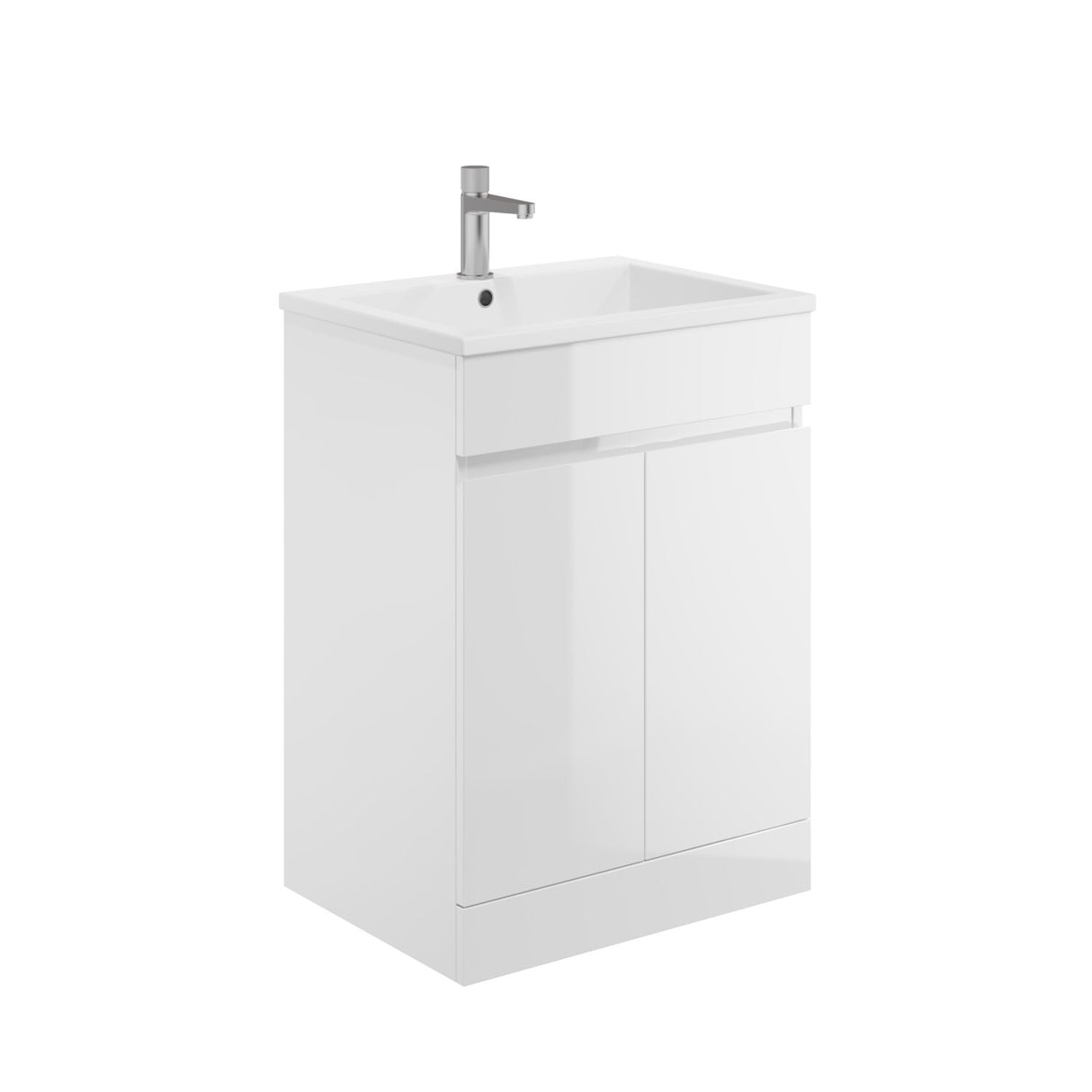 Scudo Waterguard 600mm Freestanding Vanity Unit with Basin in Gloss White