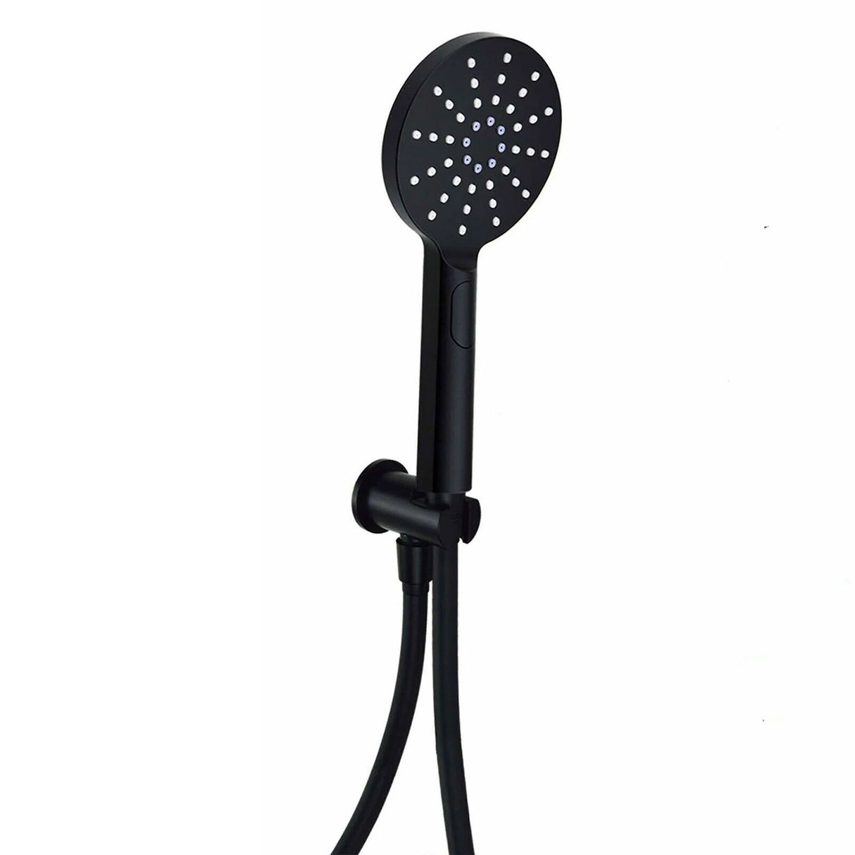 Kartell KVIT Nero Round Outlet Elbow with Wall Bracket And Handset in Matt Black