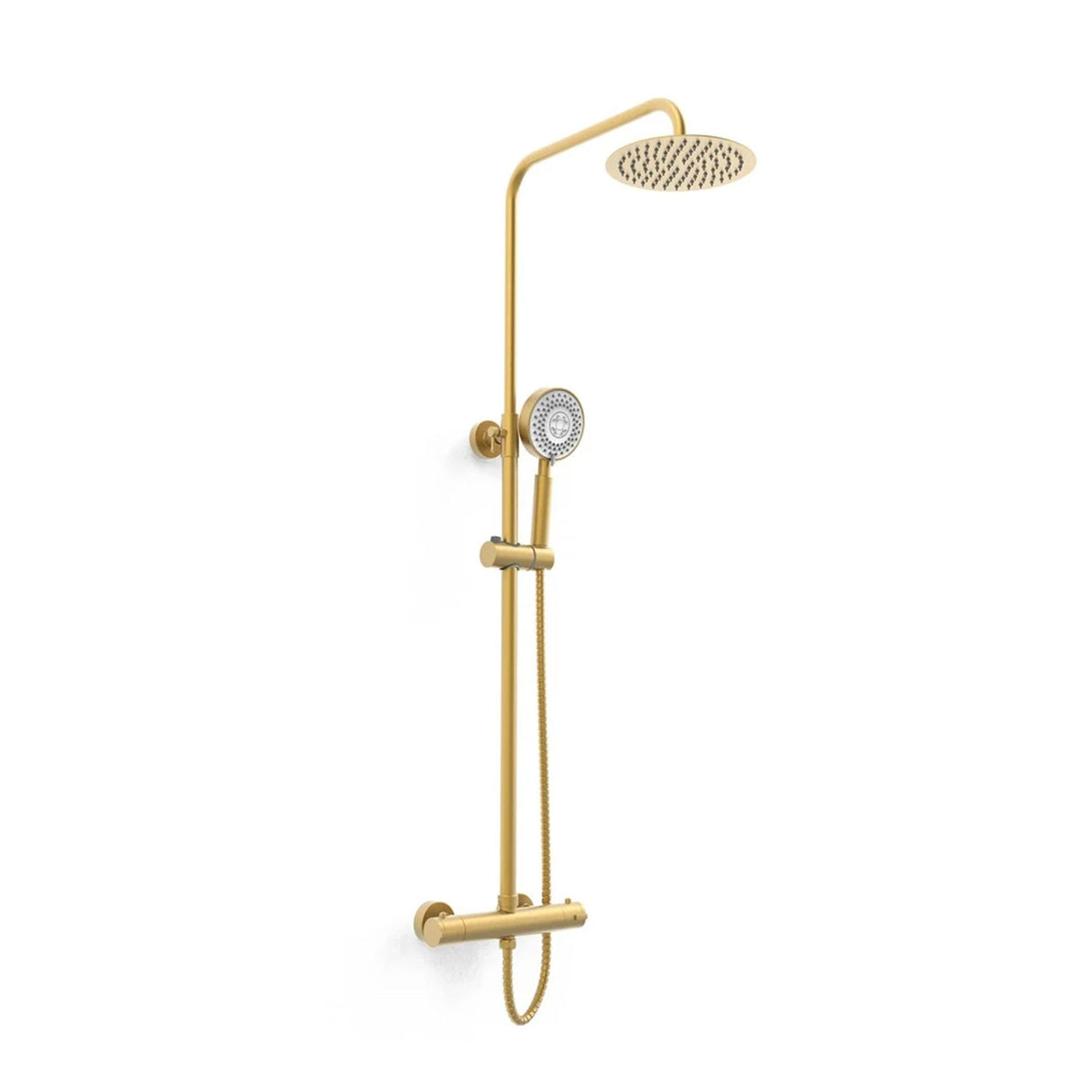 Kartell Ottone Round Thermostatic Exposed Bar Shower in Brushed Brass