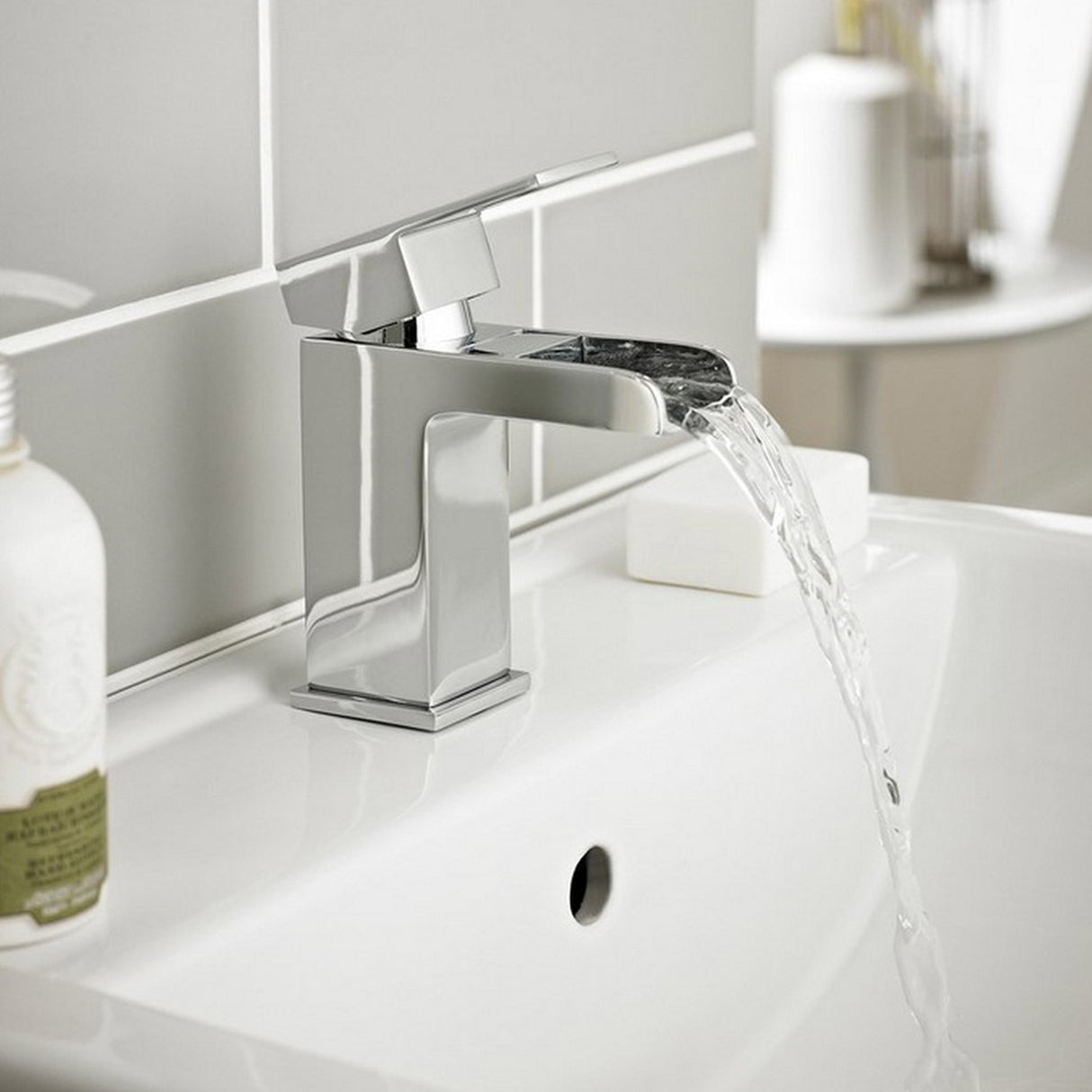 Kartell Phase Mini Basin Mixer with Click Waste in Chrome lifestyle
