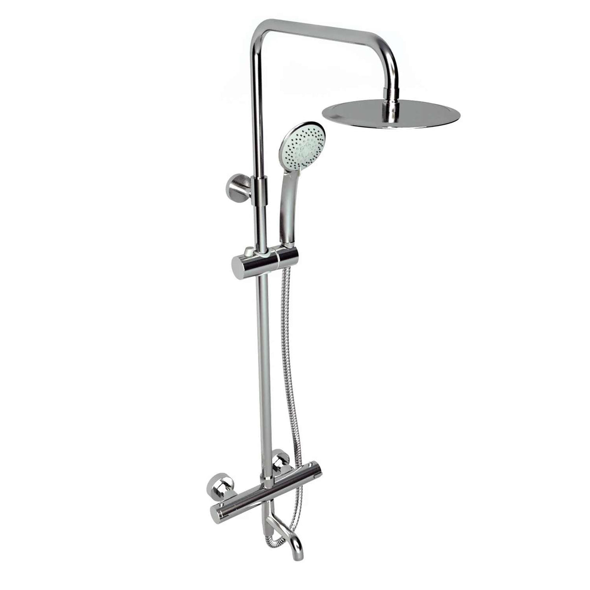 Kartell Plan Thermostatic Bar Shower with Rigid Riser and Bath Filler in Chrome