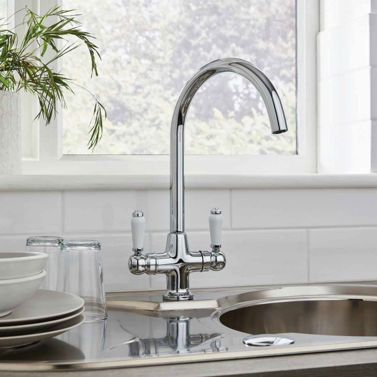 Kartell Traditional Kitchen Sink Mixer Tap in Chrome lifestyle