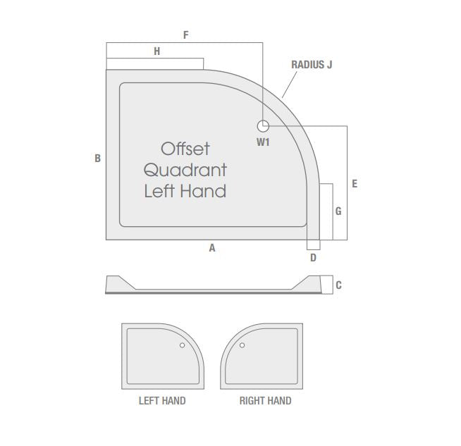 MX Ducostone Low Profile 45mm Offset Quadrant Shower Tray