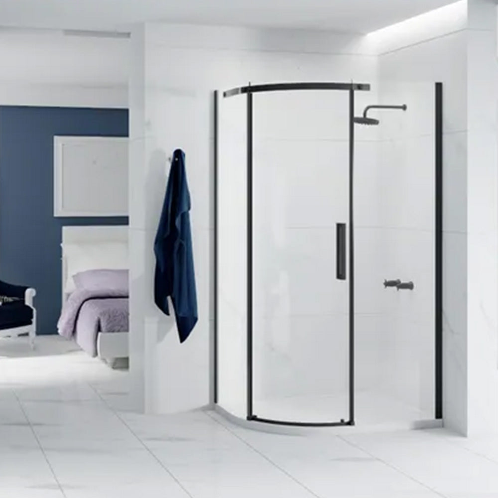 Merlyn Ionic Essence 1200 x 900mm Black One Door Offset Quadrant Left-Hand
