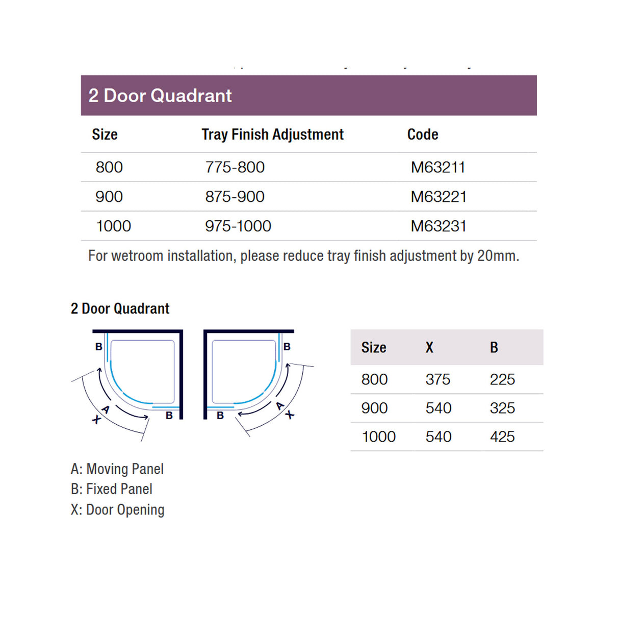 Merlyn 6 Series 2 Door Quadrant Shower Enclosure technical