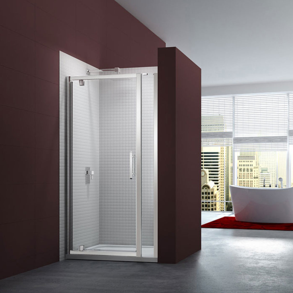 Merlyn 6 Series Pivot Shower Door with Inline Panel