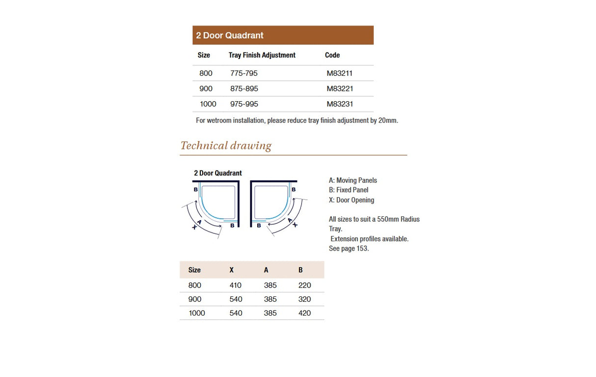 Merlyn 8 Series 2 Door Quadrant Shower Enclosure adjustments