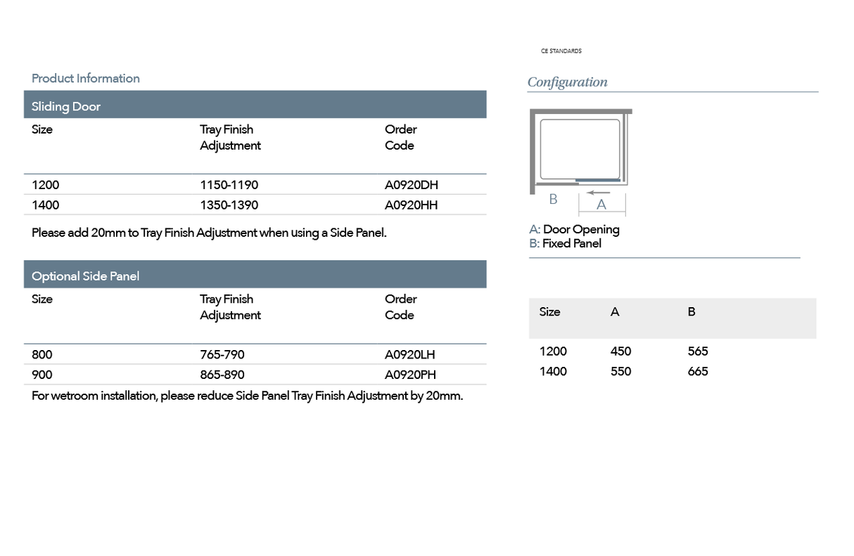 Merlyn 8 Series Frameless Sliding Shower Door in Polished Chrome sizes