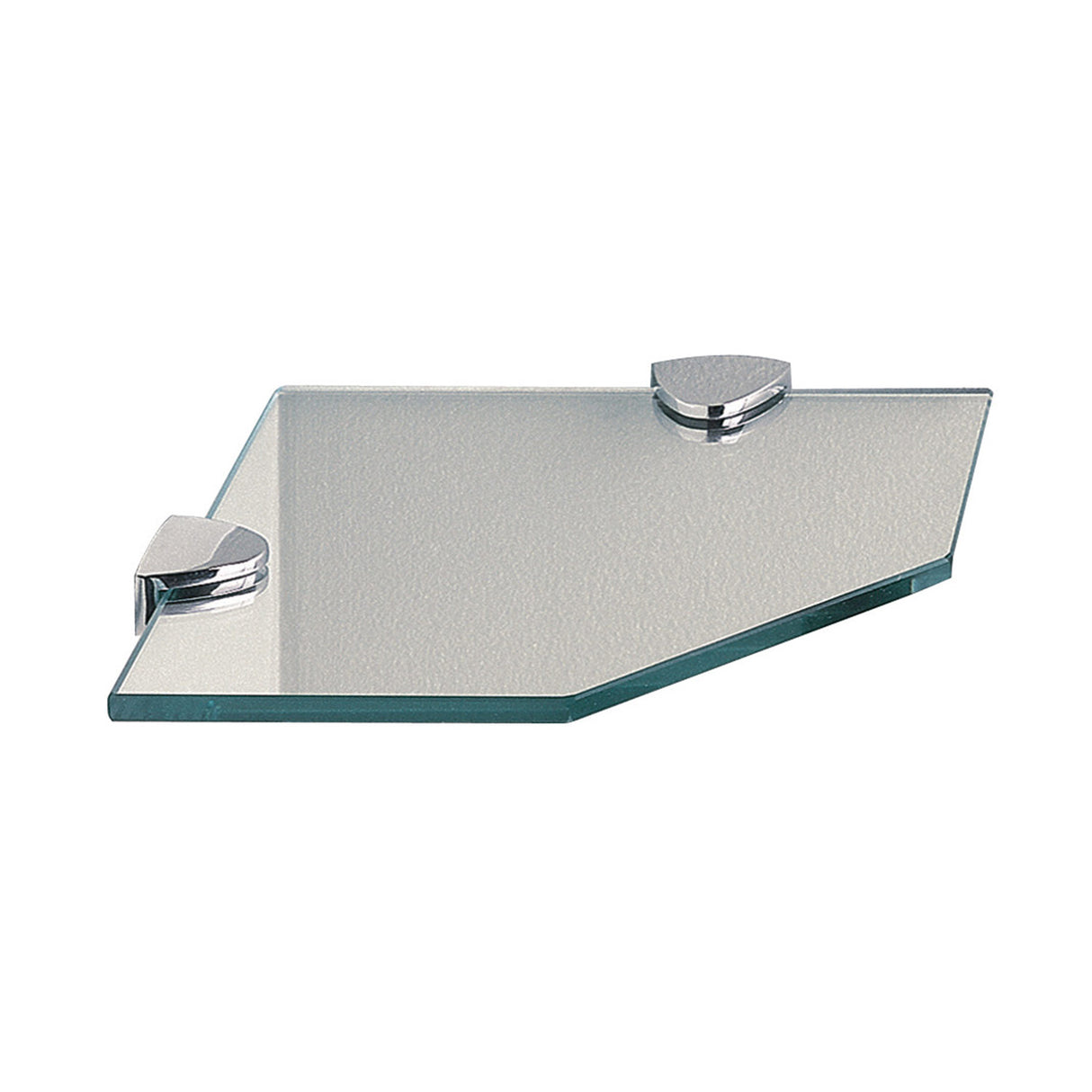 Miller 200mm Glass Corner Shelf with Chrome Brackets