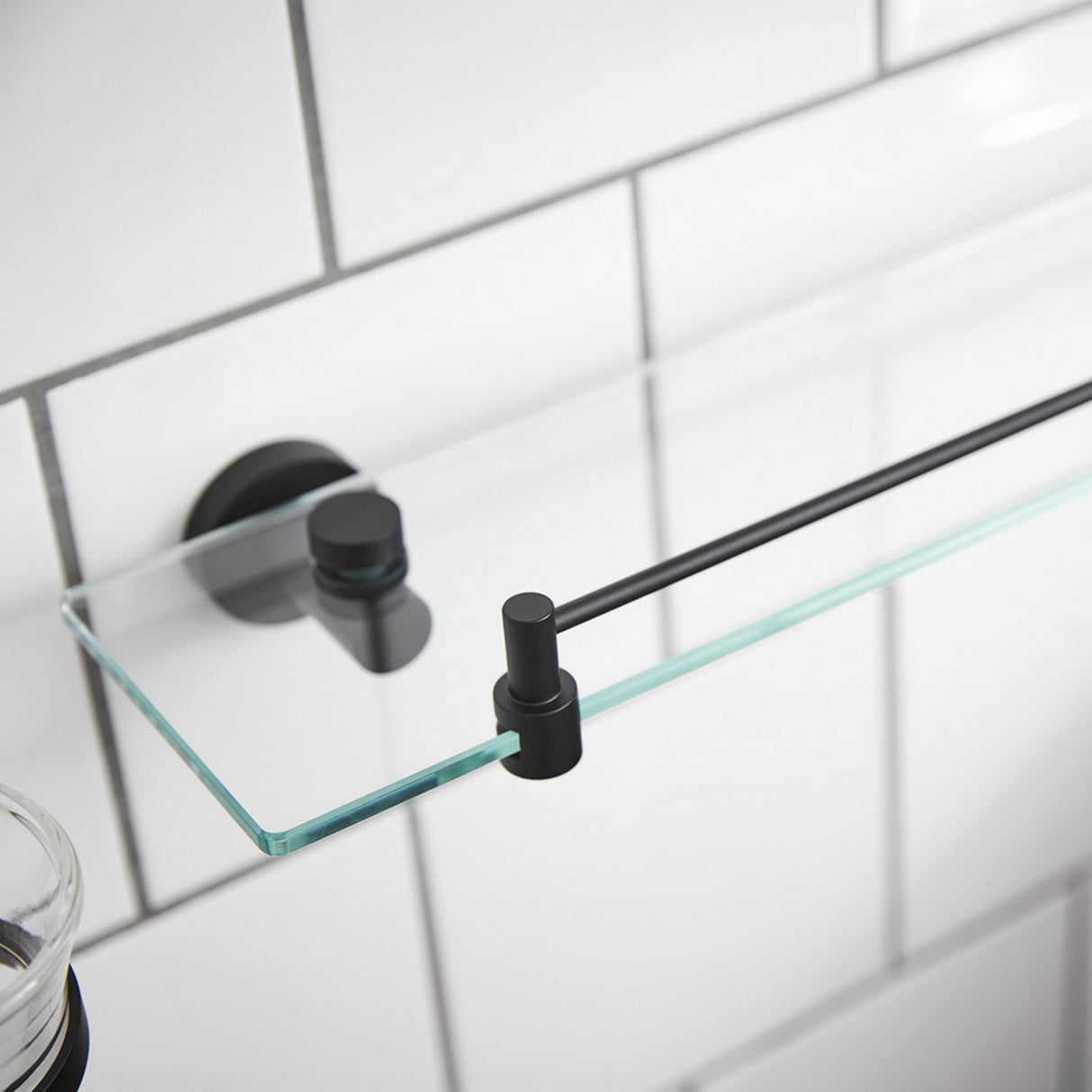 Miller Bond Shelf with Guard Rail in Matt Black lifestyle 2