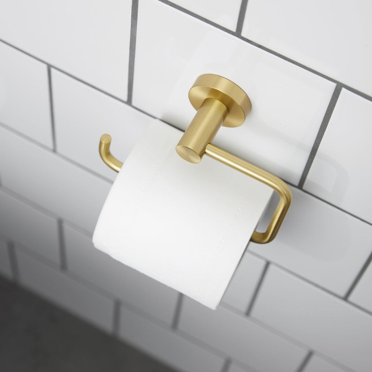 Miller Bond Toilet Roll Holder in Brushed Brass lifestyle