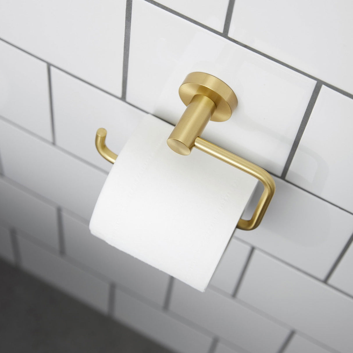 Miller Bond Toilet Roll Holder in Brushed Brass lifestyle