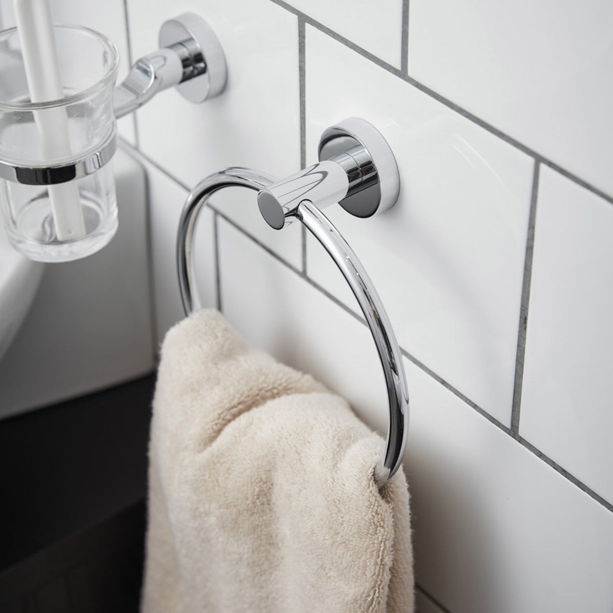 Miller Bond Towel Ring in Chrome lifestyle