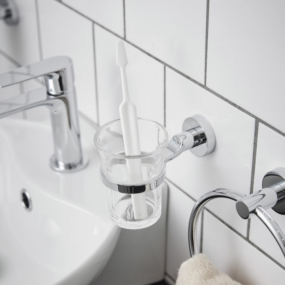 Miller Bond Tumbler Holder in Chrome lifestyle