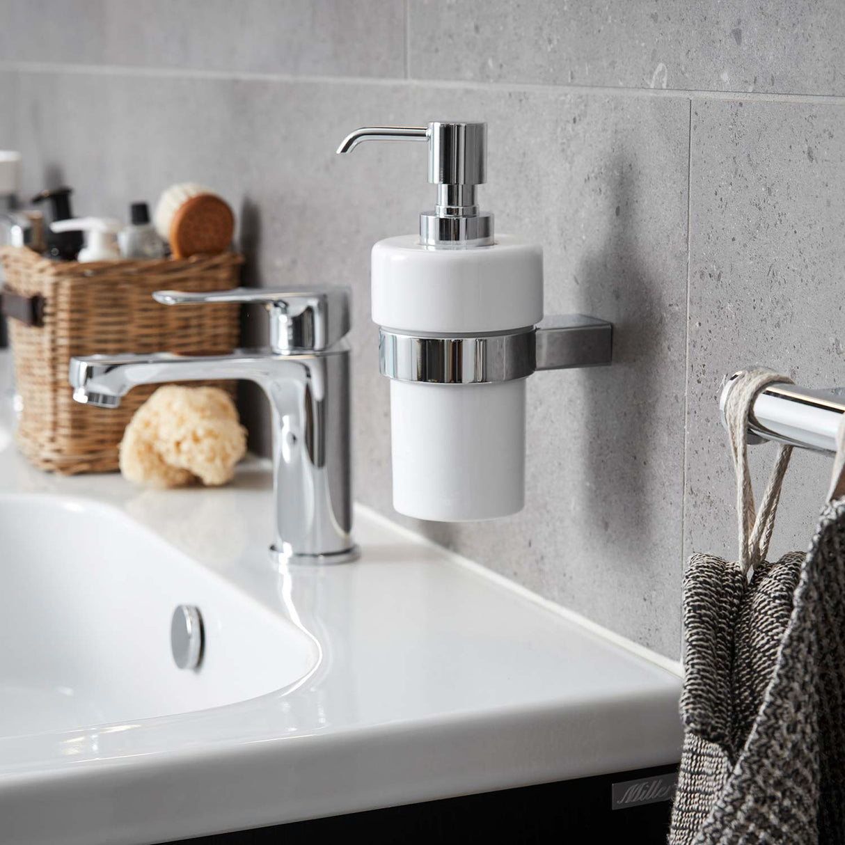 Miller Boston Soap Dispenser and Holder in Chrome lifestyle