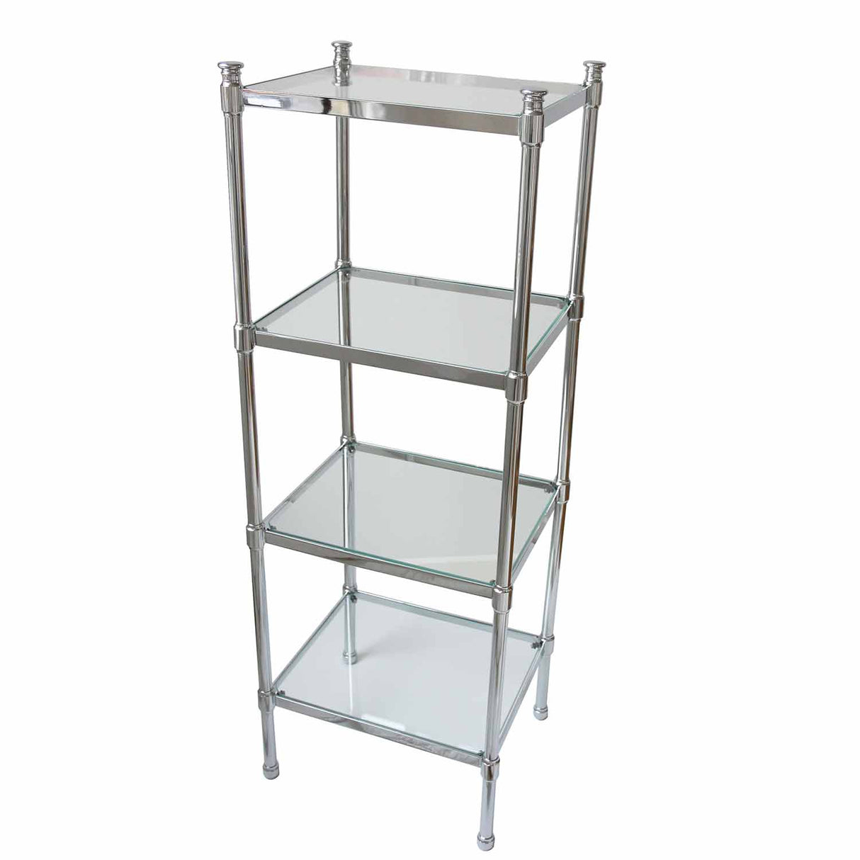 Miller Classic 4 Tier Clear Glass Shelf Unit in Chrome