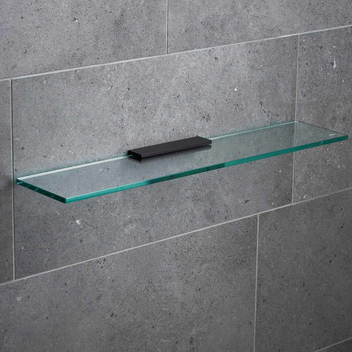 Miller Classic 600mm Glass Shelf with Matt Black Fixing Bracket