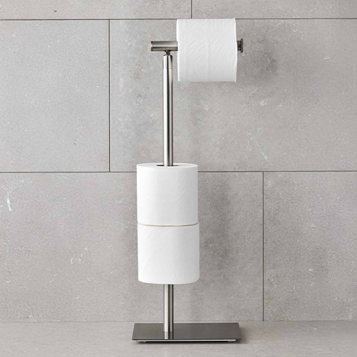 Miller Classic Freestanding Toilet And Spare Roll Holder in Brushed Nickel 2