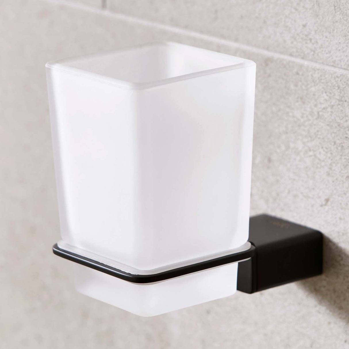 Miller Miami Frosted Glass Tumbler and Matt Black Holder lifestyle