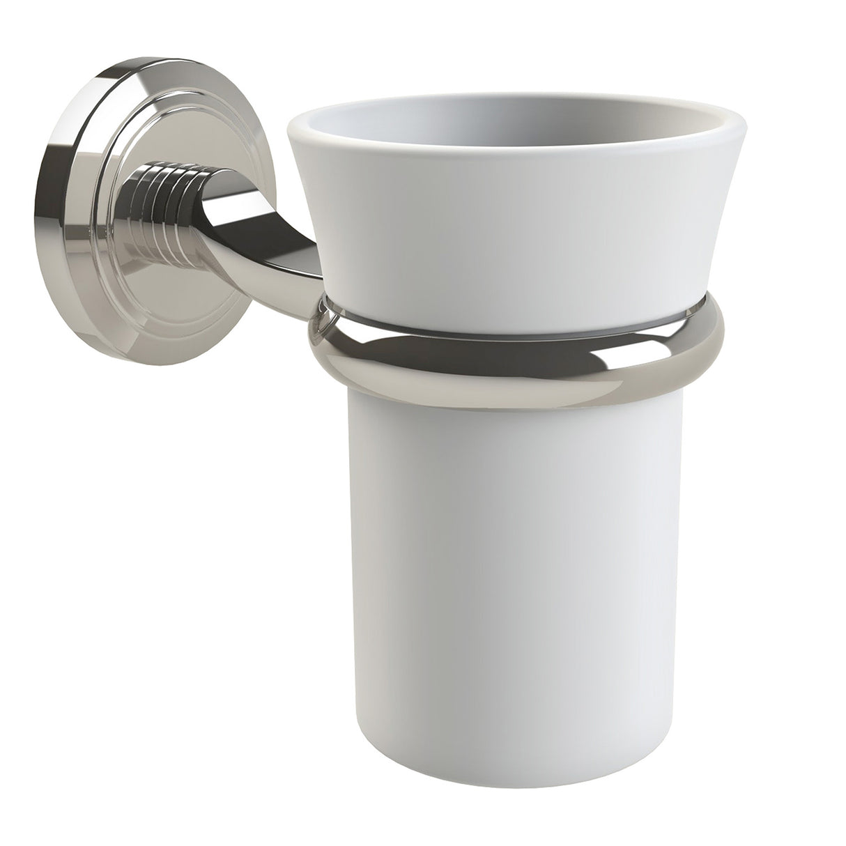 Miller Oslo Clear Glass Tumbler and Polished Nickel Holder