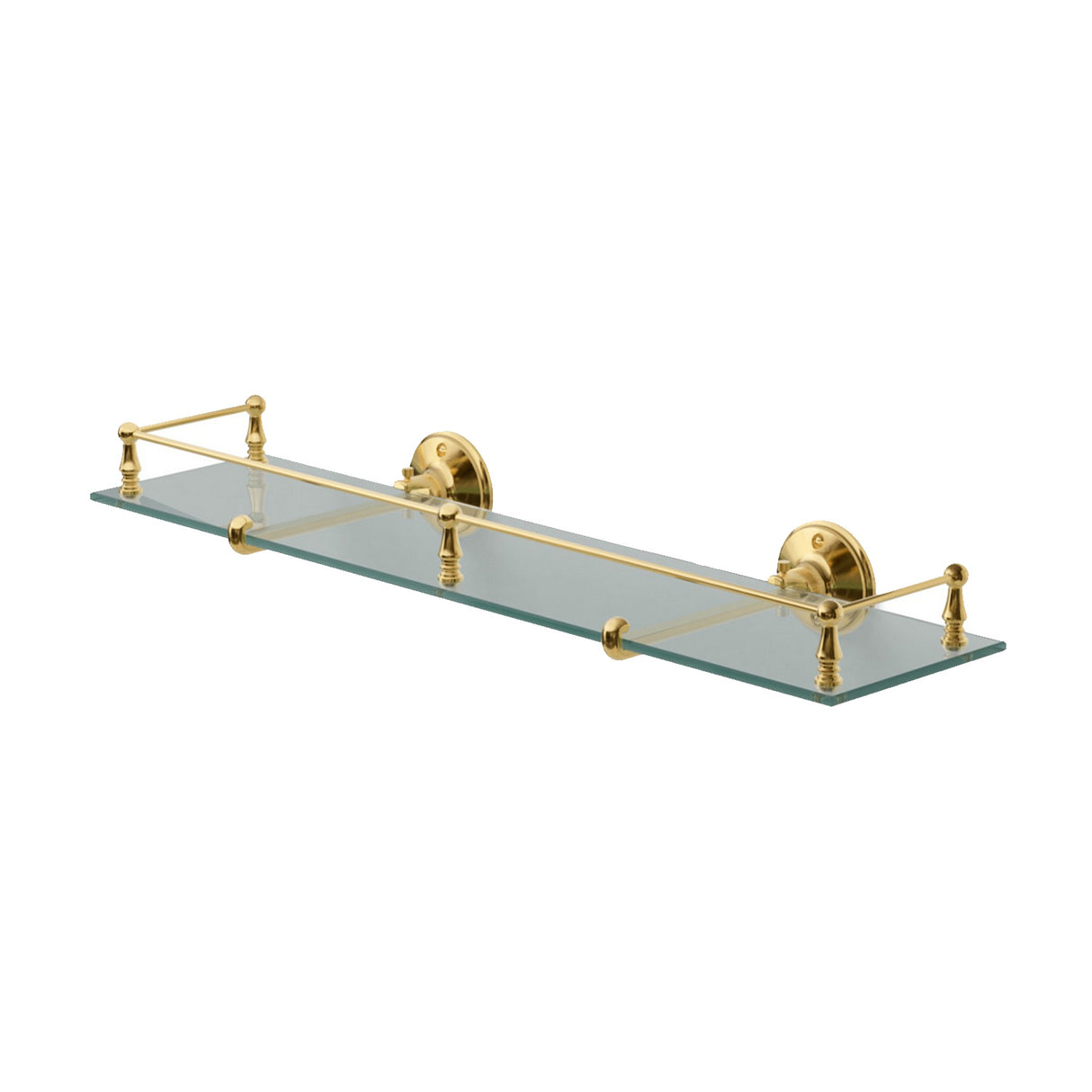 Miller Stockholm 500mm Glass Shelf with Polished Brass Guard Rail