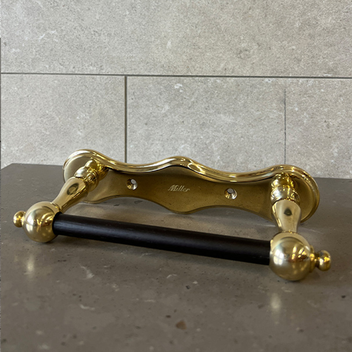 Miller Stockholm Double Post Toilet Roll Holder in Polished Brass 2