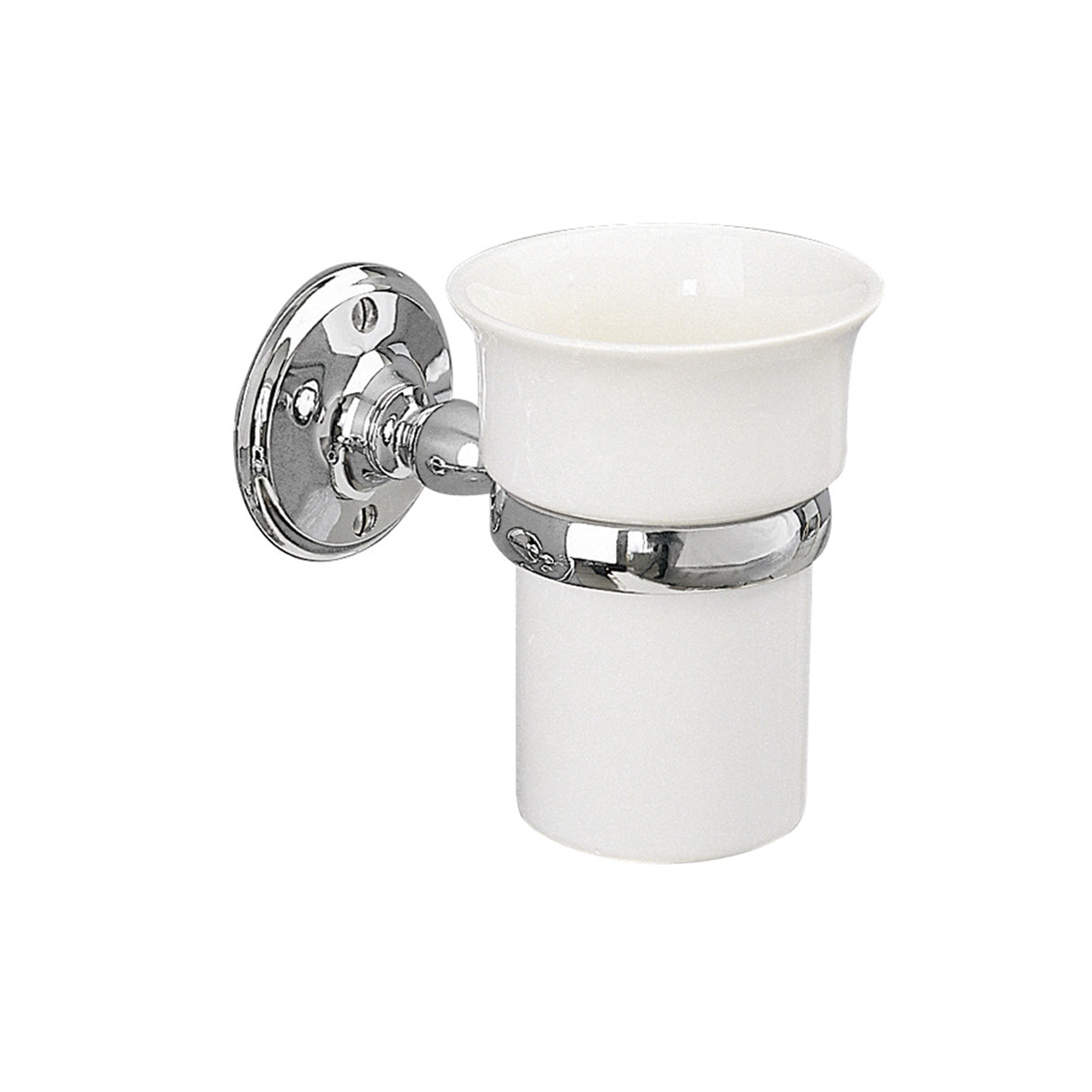 Miller Stockholm White Ceramic Tumbler and Chrome Holder