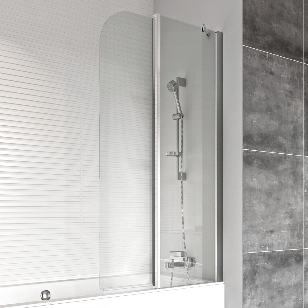 Roman Haven6 Curved Inward Folding Bath Screen in Silver Right