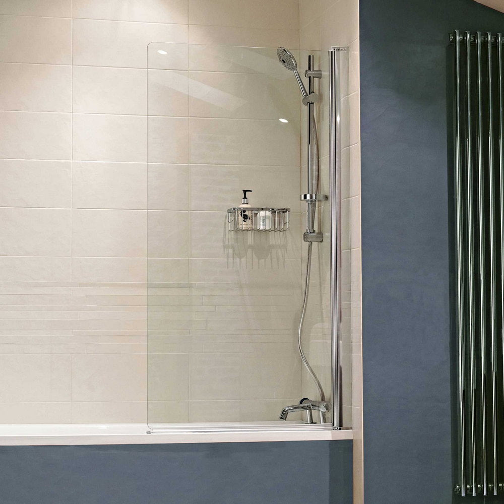Roman Haven8 Frameless Pivoting Bath Screen in Silver