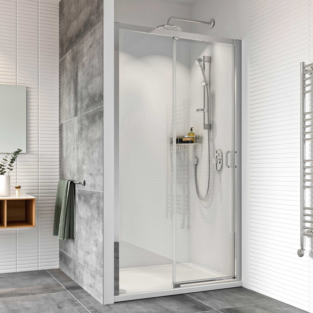 Roman Haven8 Level Access Right Handed Sliding Shower Door in Silver