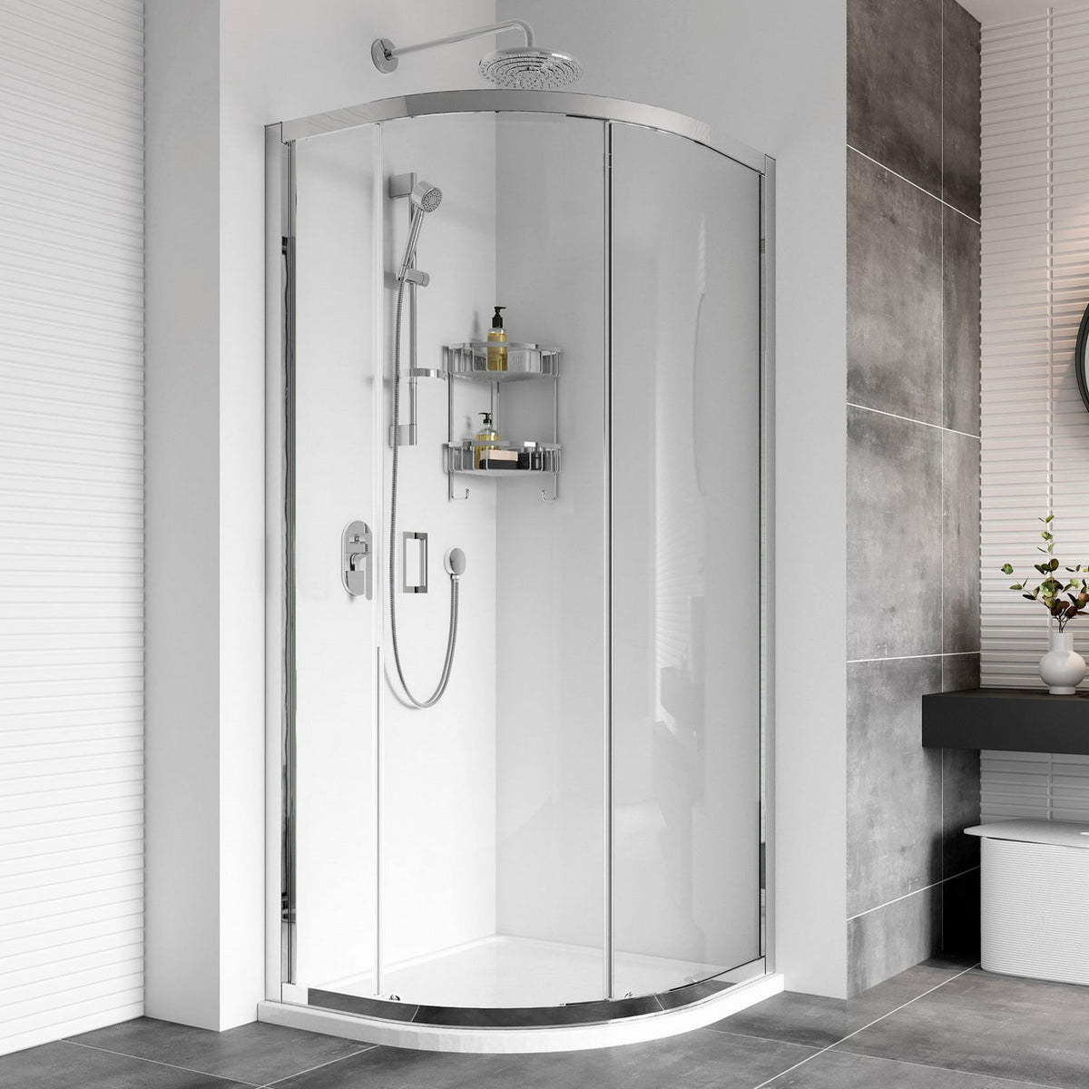 Roman Haven8 One Door Offset Quadrant Shower Enclosure in Silver H4SQ9CS