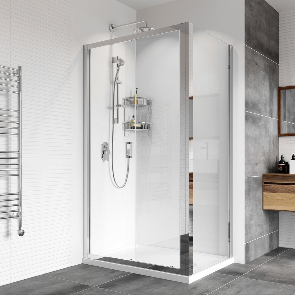 Roman Haven8 Sliding Shower Door in Silver Side Panel