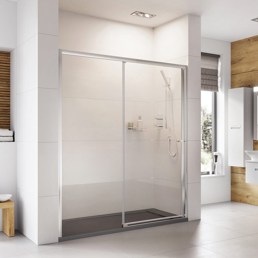 Roman Haven6 Level Access Right Handed Sliding Shower Door in Silver