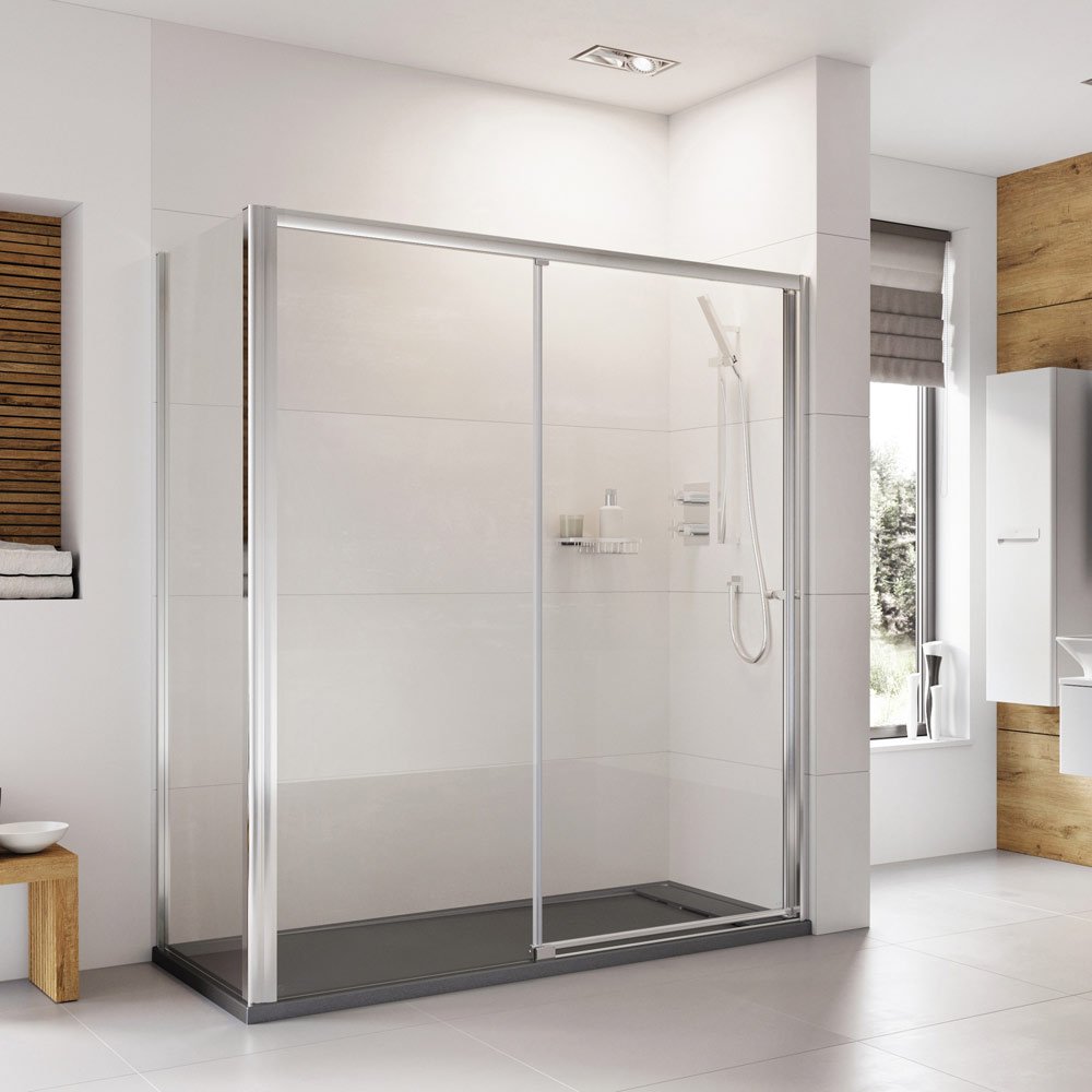 Roman Haven6 Level Access Right Handed Sliding Shower Door in Silver