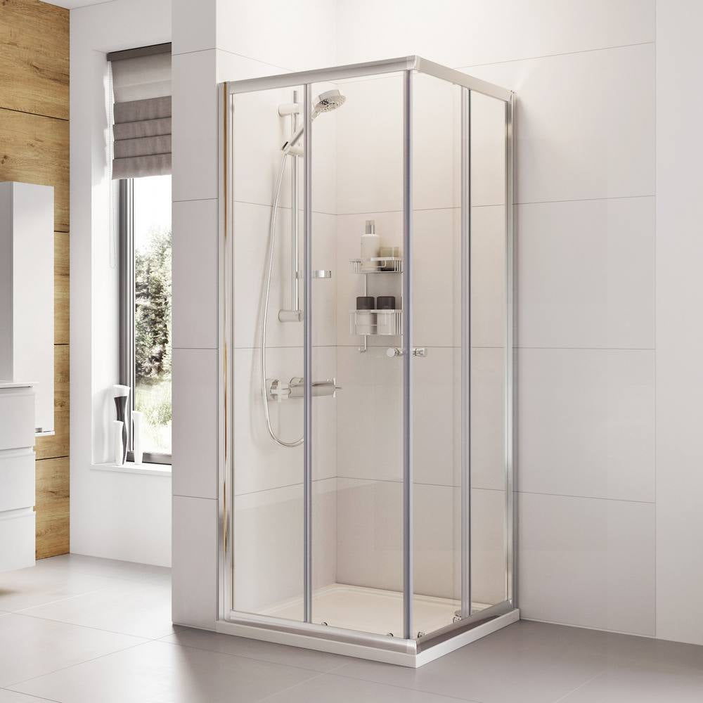 Roman Haven Corner Entry Shower Enclosure in Silver