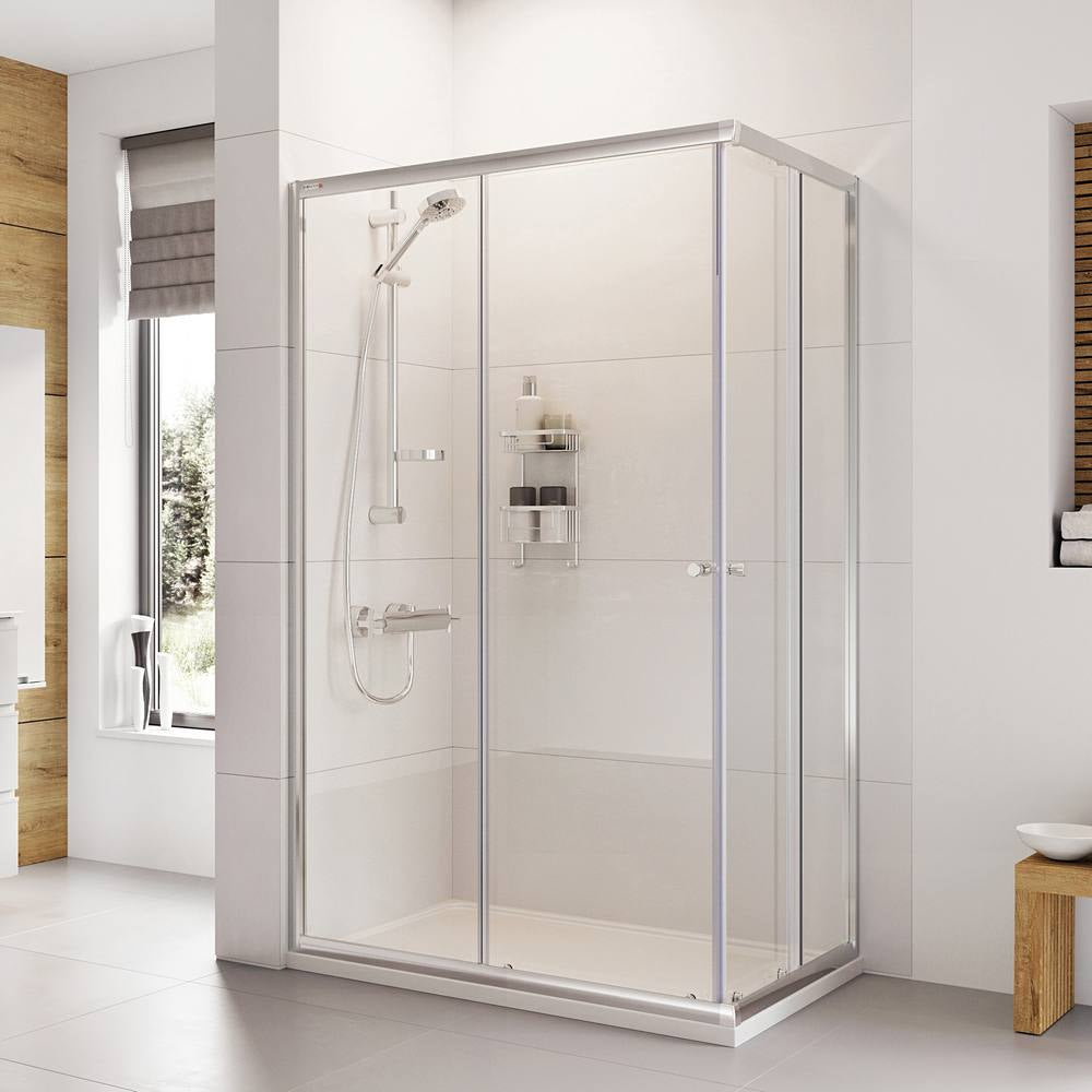 Roman Haven Offset Corner Entry Shower Enclosure in Silver