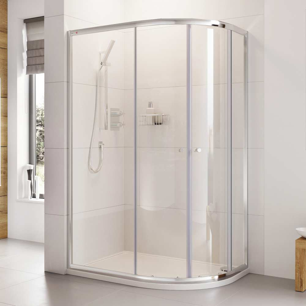 Roman Haven Two Door Offset Quadrant Shower Enclosure in Silver