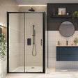 S6-BLKGLASS013 Scudo S6 Black Sliding Shower Door