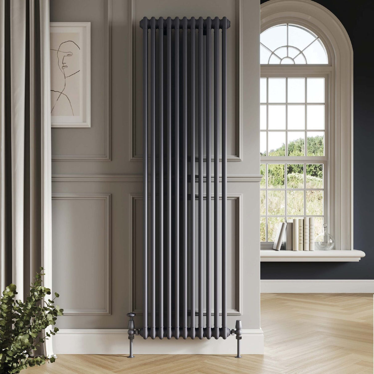 Scudo 1800 x 425mm 2 Column Vertical Designer Radiator in Anthracite